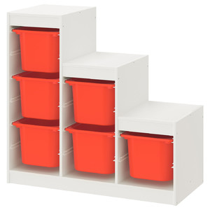 TROFAST Storage combination, white/orange, 99x44x94 cm