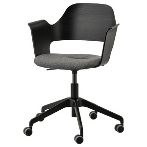 FJÄLLBERGET Swivel chair, black stained ash veneer/gunnared dark grey