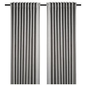 PRAKTTIDLÖSA Room darkening curtains, 1 pair, grey, 145x300 cm