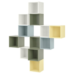 EKET Wall-mounted cabinet combination, multicolour/white, 175x35x210 cm