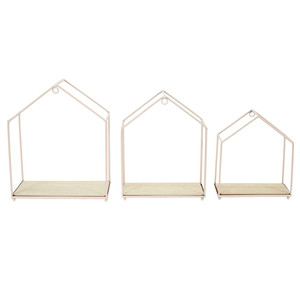 Wall Shelf House 3pcs, pink