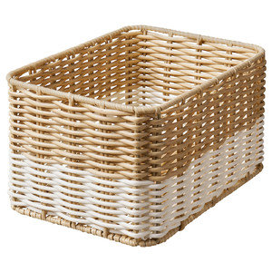 DJURTRÄNARE Basket, beige/white, 18x25x14 cm
