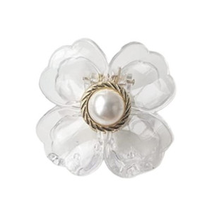 ECARLA Transparent Pearl Golden Flower XL Hair Claw Clip