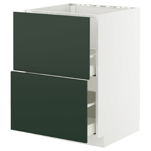 METOD / MAXIMERA Base cab f sink+2 fronts/2 drawers, white/Havstorp deep green, 60x60 cm