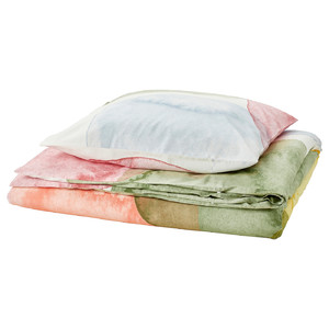 OLYMPTISTEL Duvet cover and pillowcase, multicolour, 150x200/50x60 cm