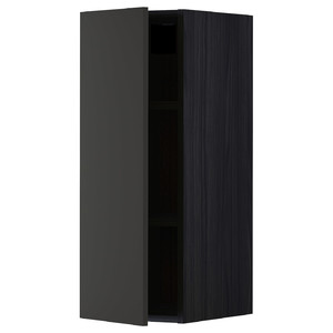 METOD Wall cabinet with shelves, black/Nickebo matt anthracite, 30x80 cm