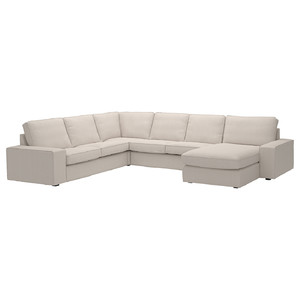 KIVIK Corner sofa, 5-seat w chaise longue, Tresund light beige