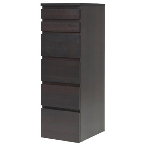 MALM Chest of 6 drawers, black-brown, mirror glass, 40x123 cm