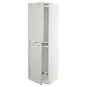 METOD High cabinet for fridge/freezer, white/Lerhyttan light grey, 60x60x200 cm