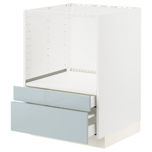 METOD / MAXIMERA Base cabinet f combi micro/drawers, white/Kallarp light grey-blue, 60x60 cm