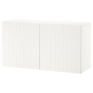 BESTÅ Shelf unit with doors, white/Sutterviken white, 120x42x64 cm