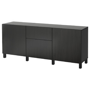 BESTÅ Storage combination with drawers, Lappviken black-brown, 180x42x74 cm