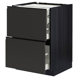 METOD / MAXIMERA Base cb 2 frnts/2 low/1 md/1 hi drw, black/Upplöv matt anthracite, 60x60 cm