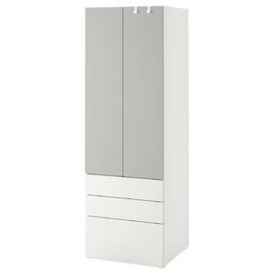SMÅSTAD / PLATSA Wardrobe, white grey/with 3 drawers, 60x57x181 cm