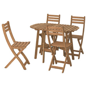 ASKHOLMEN Gateleg table+4 chairs, outdoor, foldable dark brown