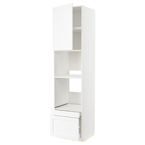 METOD / MAXIMERA Hi cab f ov/combi ov w dr/2 drwrs, white Enköping/white wood effect, 60x60x240 cm