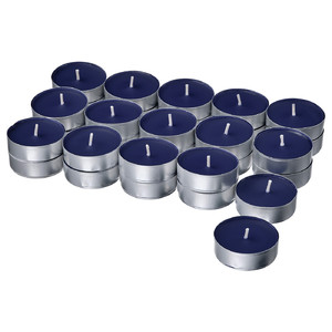 KOPPARLÖNN Scented tealight, almond & cherry/dark blue, 3.5 hr