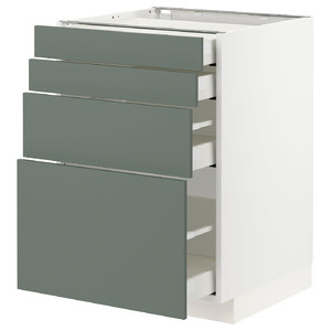 METOD / MAXIMERA Base cab 4 frnts/4 drawers, white/Bodarp grey-green, 60x60 cm