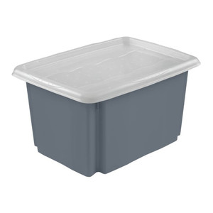 GoodHome Storage Box with Lid Burnham 45 l, grey