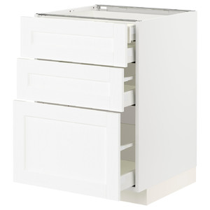 METOD / MAXIMERA Base cb 3 frnts/2 low/1 md/1 hi drw, white Enköping/white wood effect, 60x60 cm