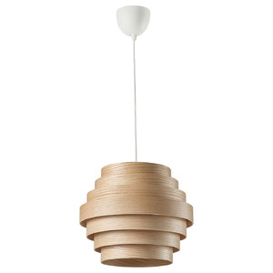 DYKARKLOCKA / HEMMA Pendant lamp, white stained oak veneer/white, 40 cm