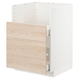 METOD Bc f BREDSJÖN sink/2 fronts/2 drws, white, Askersund light ash, 60x60 cm