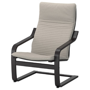 POÄNG Armchair, black-brown, Knisa light beige