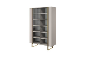High Cabinet Display Cabinet Verica 120 cm, cashmere, gold legs