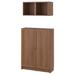 BILLY / EKET Storage combination with doors, brown walnut effect