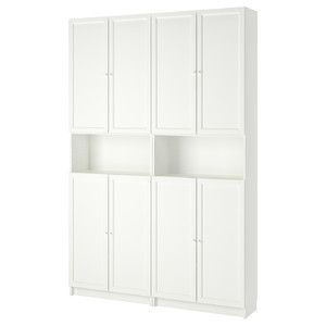 BILLY / OXBERG Bookcase w height extension ut/drs, white, 160x30x237 cm