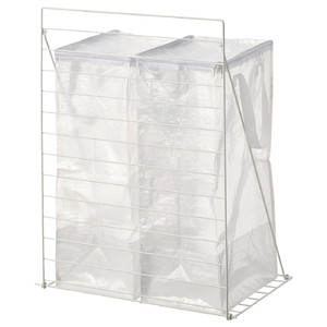 JOSTEIN Bag with stand, white/transparent in/outdoor, 60x40x74 cm