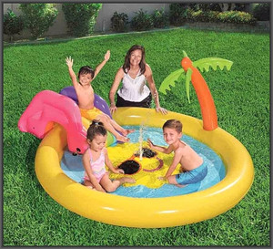 Bestway Inflatable Pool with Slide Tropical Island 237x201x104cm 2+