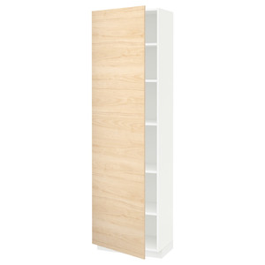 METOD High cabinet with shelves, white/Askersund light ash effect, 60x37x200 cm