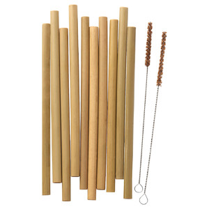 OKUVLIG Drinking straws/cleaning brushes, bamboo, palm