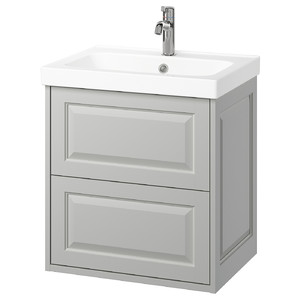 ORRSJÖN/TÄNNFORSEN Wash-stnd w drawers/wash-basin/tap, light grey, 62x49x69 cm