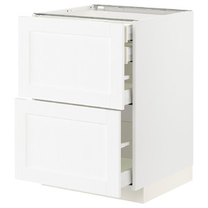 METOD / MAXIMERA Base cb 2 frnts/2 low/1 md/1 hi drw, white Enköping/white wood effect, 60x60 cm