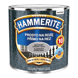 Hammerite Direct To Rust Metal Paint 0.25l, hammered silver-grey