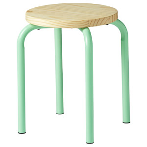 DOMSTEN Stool, light green/pine