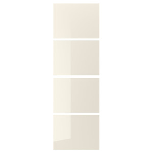 HOKKSUND 4 panels for sliding door frame, high-gloss light beige light beige, 75x236 cm