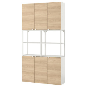 ENHET Wall storage combination, white, oak effect, 120x30x225 cm