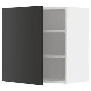 METOD Wall cabinet with shelves, white/Nickebo matt anthracite, 60x60 cm