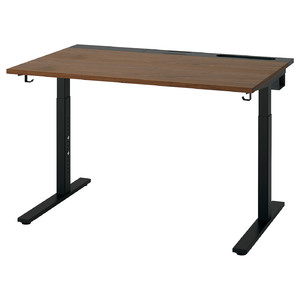 MITTZON Desk, walnut veneer/black, 120x80 cm