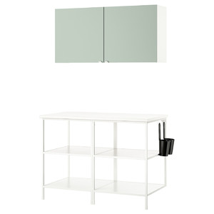 ENHET Storage combination, white/pale grey-green, 123x63.5x207 cm