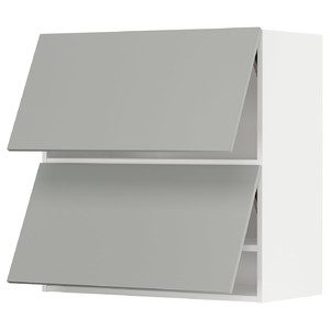 METOD Wall cab horizo 2 doors w push-open, white/Havstorp light grey, 80x80 cm