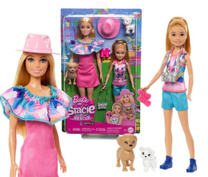Barbie & Stacie Sister Doll Set With 2 Pet Dogs HRM09 3+