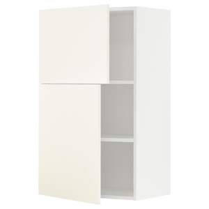 METOD Wall cabinet with shelves/2 doors, white/Vallstena white, 60x100 cm