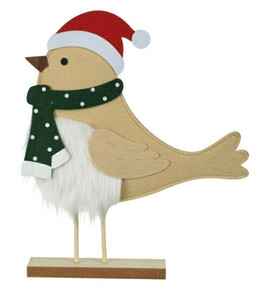 Christmas Decoration Bird 38cm, Santa hat