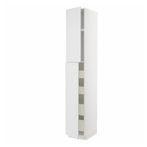 METOD / MAXIMERA Hi cab w 2 doors/4 drawers, white/Stensund white, 40x60x240 cm