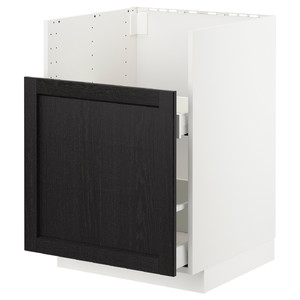 METOD / MAXIMERA Bc f BREDSJÖN snk/1 frnt/2 drws, white, Lerhyttan black stained, 60x60 cm