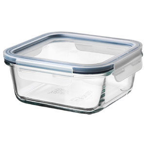 IKEA 365+ Food container with lid, square, glass, plastic, 15x15 cm